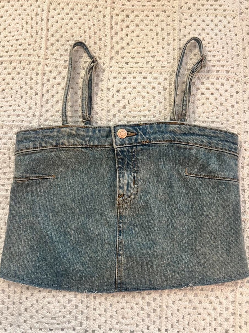 Wild Fable Denim Crop Top Adjustable Straps Sz XXS